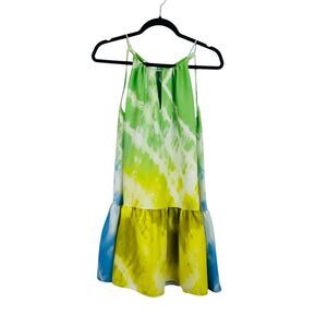 Amanda Uprichard Dress Womens Medium Sleeveless Tie Dye Ruffle Hem Summer Casual
